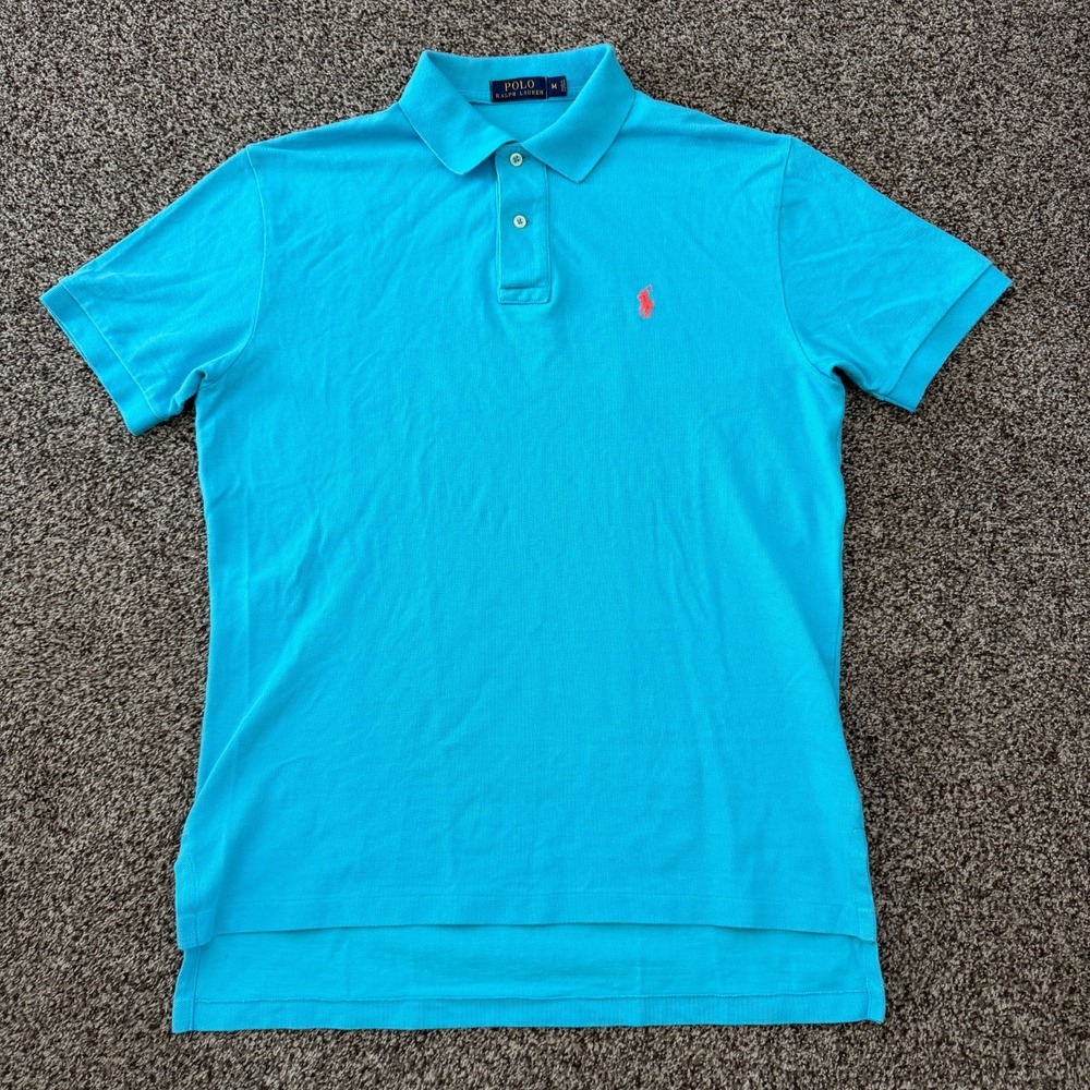 Polo Ralph Lauren Men's Light Blue Short Sleeve Polo Shirt Size M Preppy Kanye